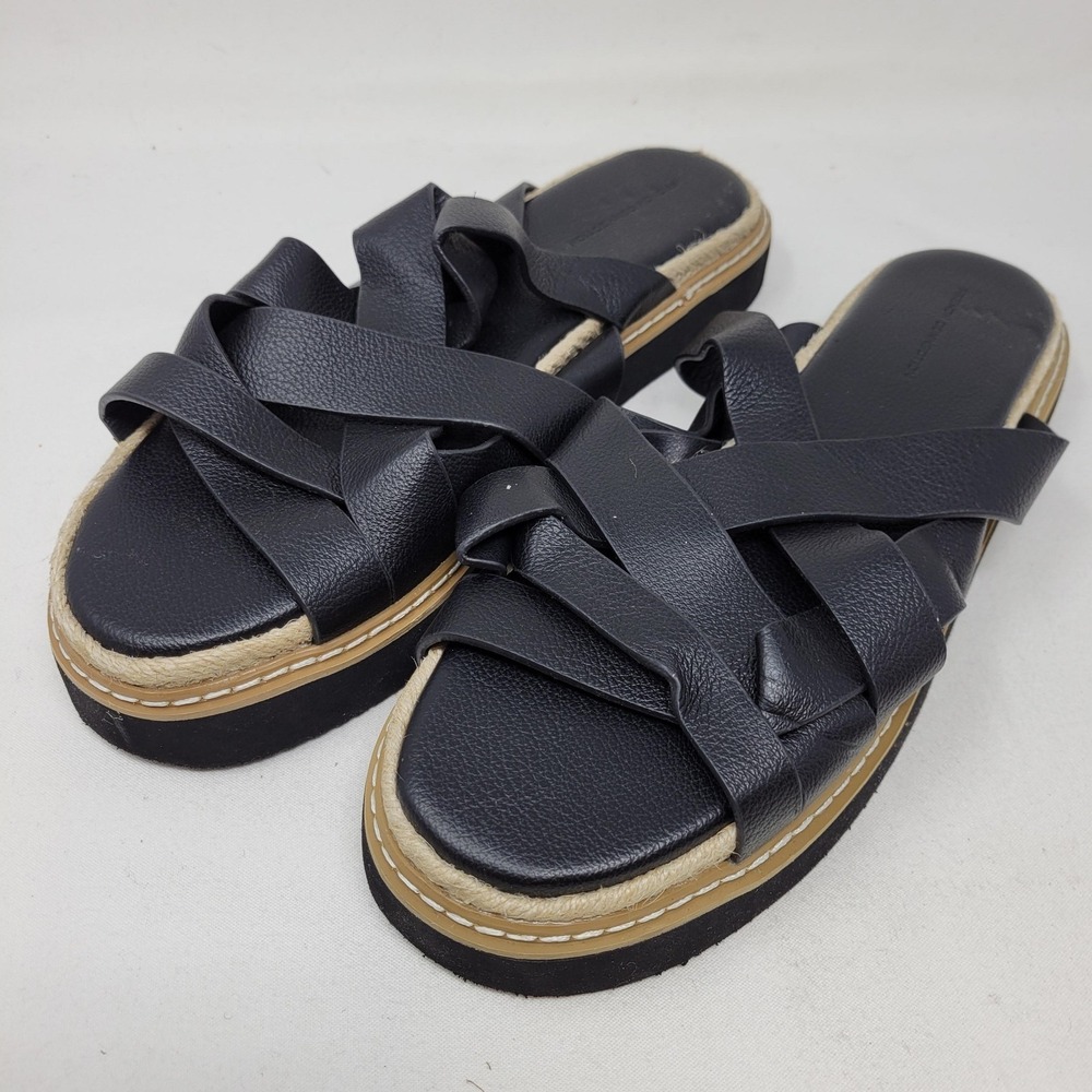 French Connection Sandals Womens Size 10 Black Vegan Leather Slide Platform